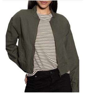 Sanctuary Olive Green Bomber Jacket Baseball Collar Drop Shoulder Size LARGE